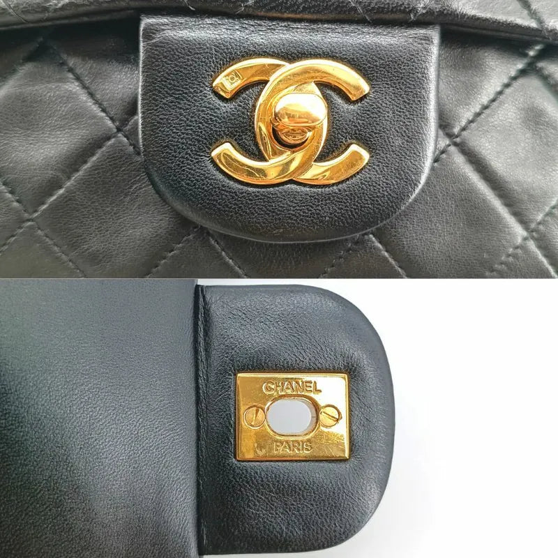 jt076-chanel-vintage-black-lambskin-23cm-classic-flap-bag