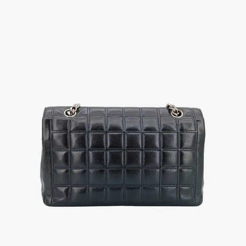 js662-chanel-vintage-black-lambskin-checked-255-flap-bag