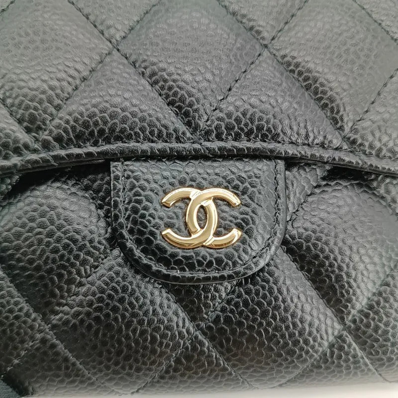 js970-chanel-balck-caviar-leather-classic-small-flap-wallet