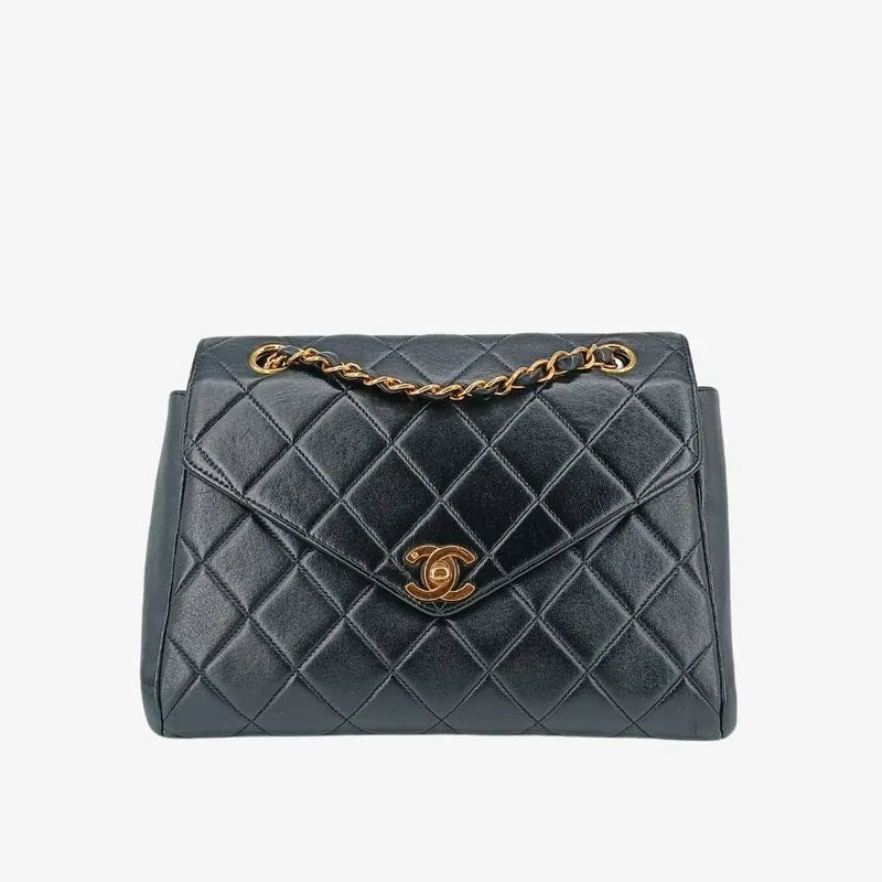 c355-chanel-vintage-black-lambskin-quilted-flap-bag
