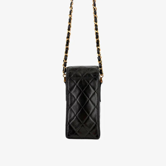 JW934 - CHANEL Vintage Black Lambskin Phone Bag