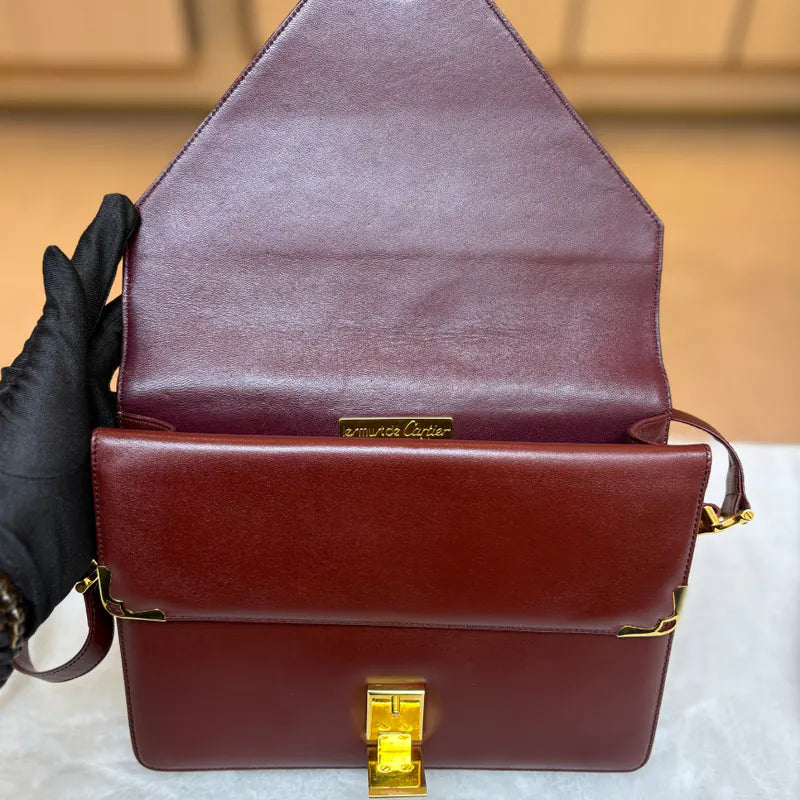 jx660-cartier-vintage-burgundy-leather-shoulder-bag