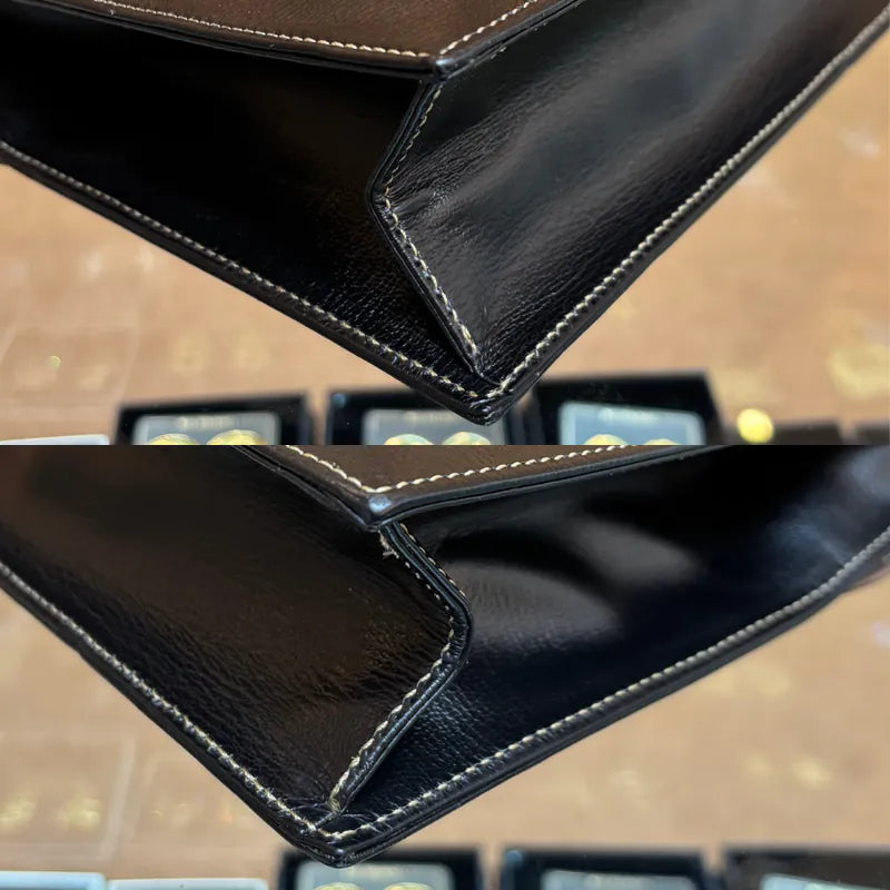 ju627-loewe-vintage-black-brown-gold-suede-caviar-leather-shoulder-bag-handbag