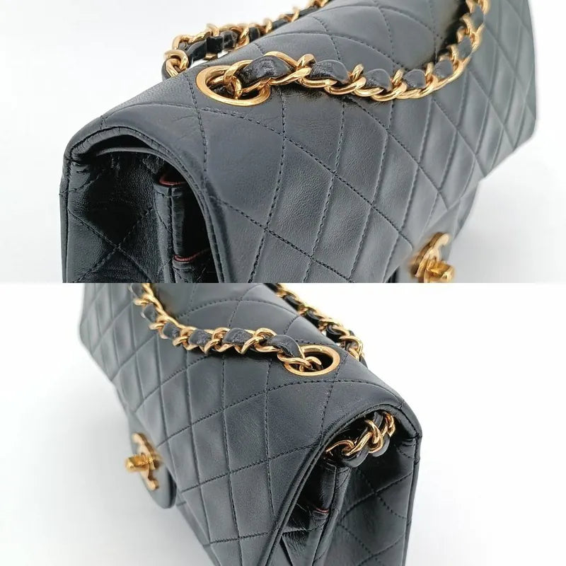 js722-chanel-vintage-black-lambskin-23cm-classic-flap-bag