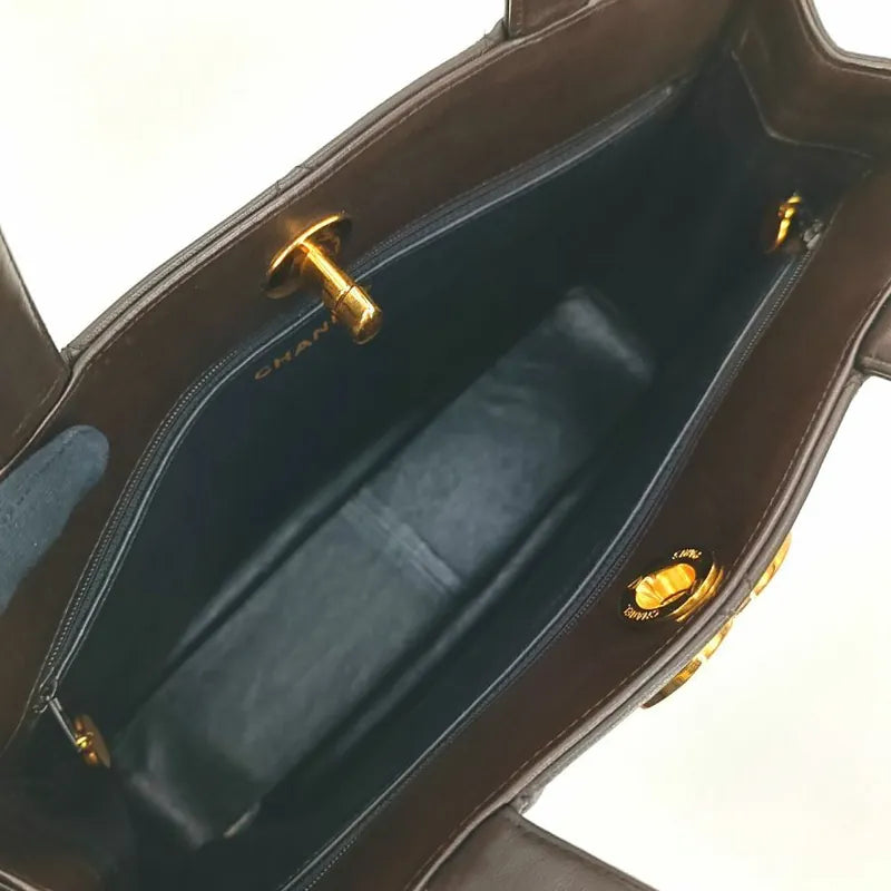 js042-chanel-vintage-brown-lambskin-quilted-tote-bag