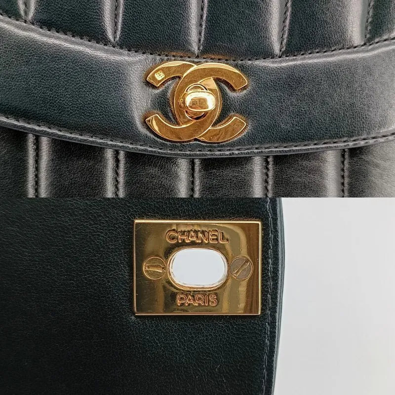 js052-chanel-vintage-dark-green-lambskin-vertical-flap-bag