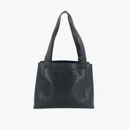 jt044-chanel-vintage-black-caviar-leather-embroidered-logo-tote-bag
