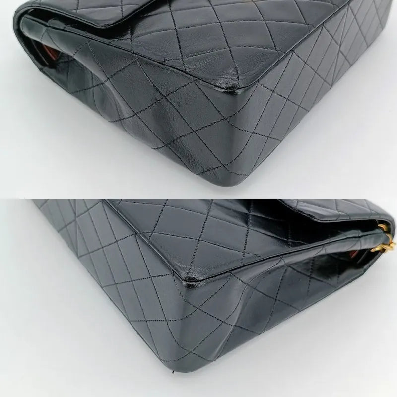 js523-chanel-vintage-black-lambskin-25cm-flap-bag