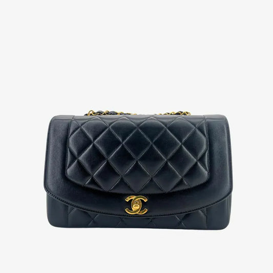 jw868-chanel-vintage-black-lambskin-25cm-diana-flap-bag