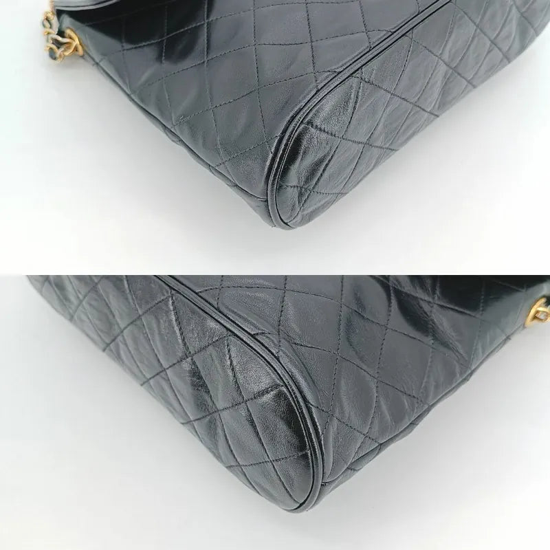 jah124-chanel-vintage-black-lambskin-quilted-flap-bag