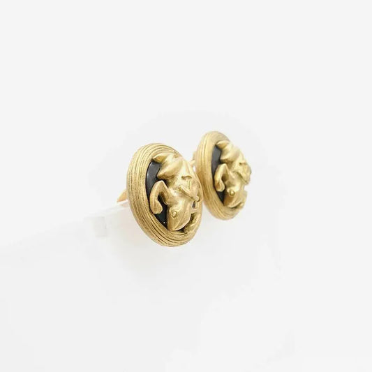 jr719-chanel-vintage-gold-black-plated-frog-clip-on-earrings
