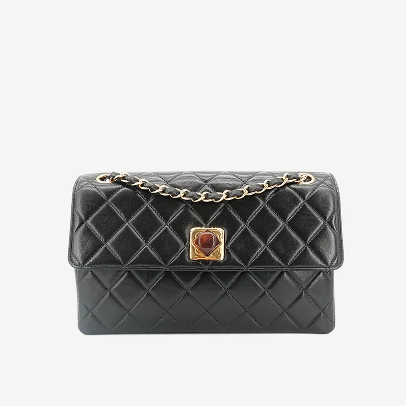 jq455-chanel-vintage-black-lambskin-shoulder-flap-bag
