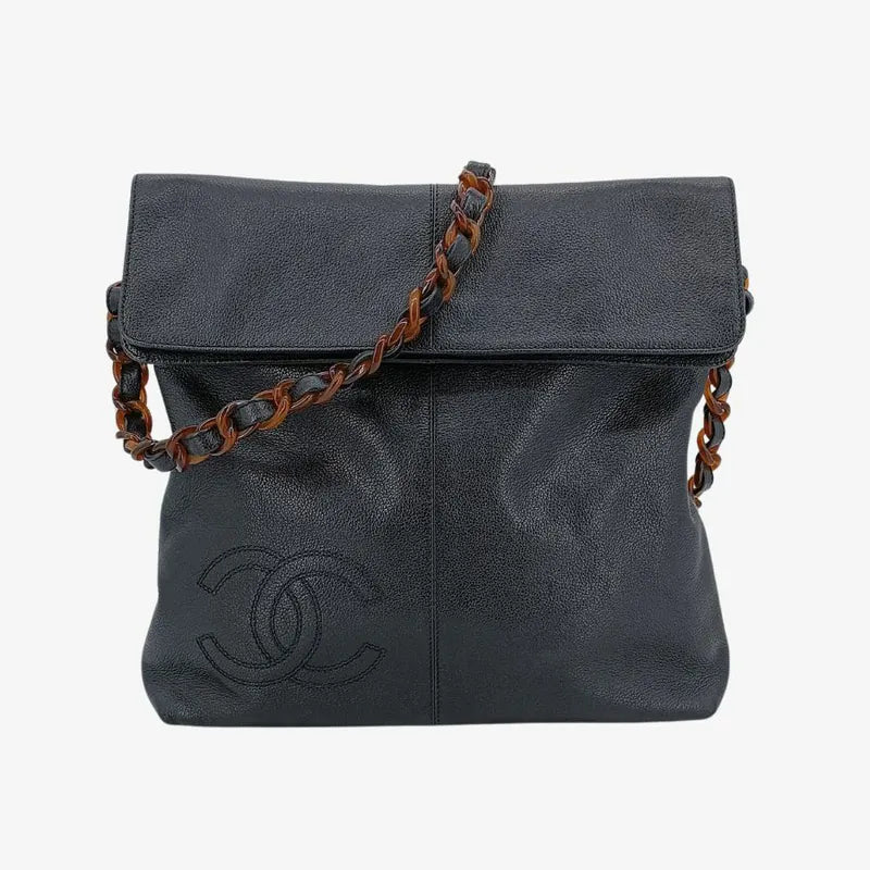 jah151-chanel-vintage-black-caviar-leather-tortoiseshell-chain-shoulder-bag