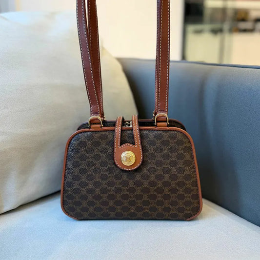 rb044-celine-vintage-brown-pvc-macadam-pattern-shoulder-bag