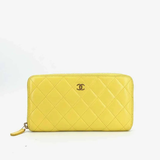 jr467-chanel-yellow-lambskin-qulited-wallet