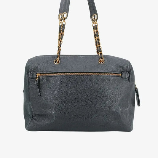 jt013-chanel-vintage-black-caviar-leather-embossed-logo-tote-bag