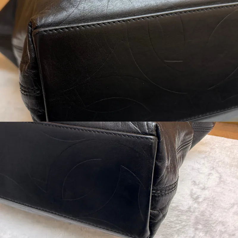 jw337-chanel-vintage-black-lambskin-cc-embossed-tote-bag