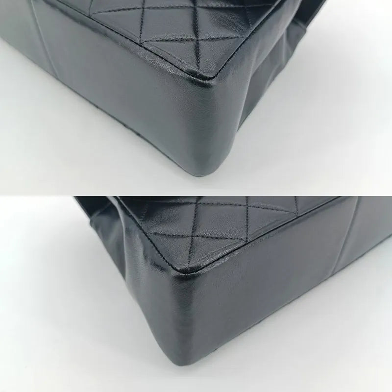 js608-chanel-vintage-black-lambskin-quilted-flap-bag