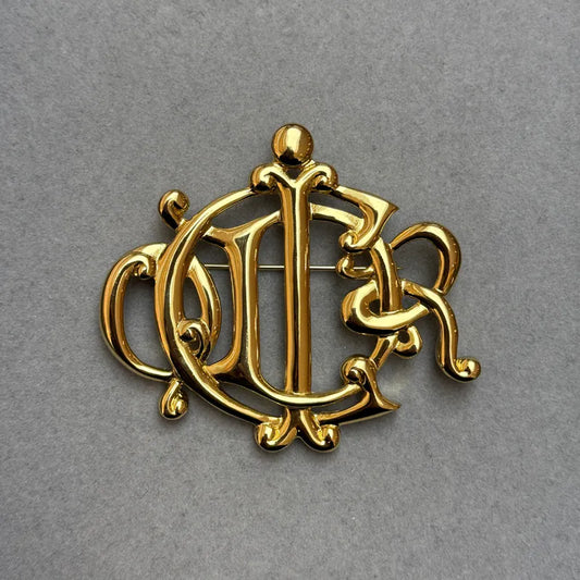 jw961-christian-dior-vintage-gold-monogram-brooch
