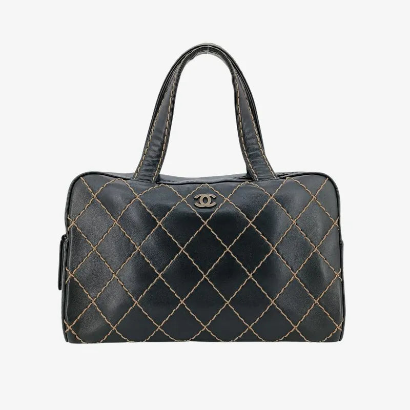 js994-chanel-vintage-black-calfskin-wild-stitch-handbag