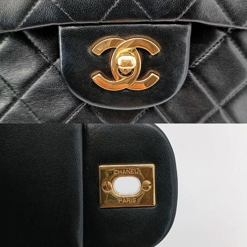 js620-chanel-vintage-black-lambskin-23cm-classic-flap-bag