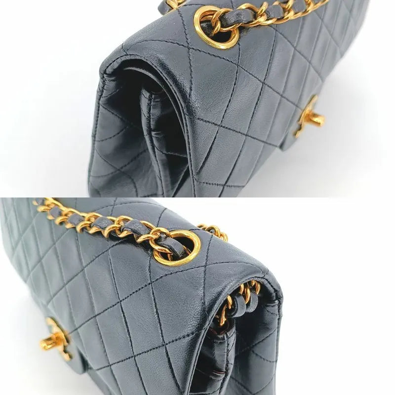 jt076-chanel-vintage-black-lambskin-23cm-classic-flap-bag