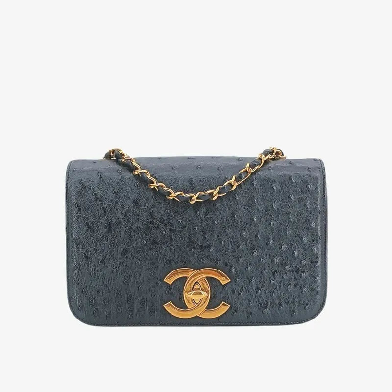jah111-chanel-vintage-black-ostrichskin-full-flap-bag