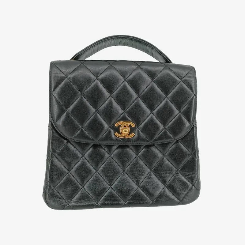 js503-chanel-vintage-black-lambskin-quilted-flap-bag