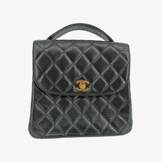js503-chanel-vintage-black-lambskin-quilted-flap-bag