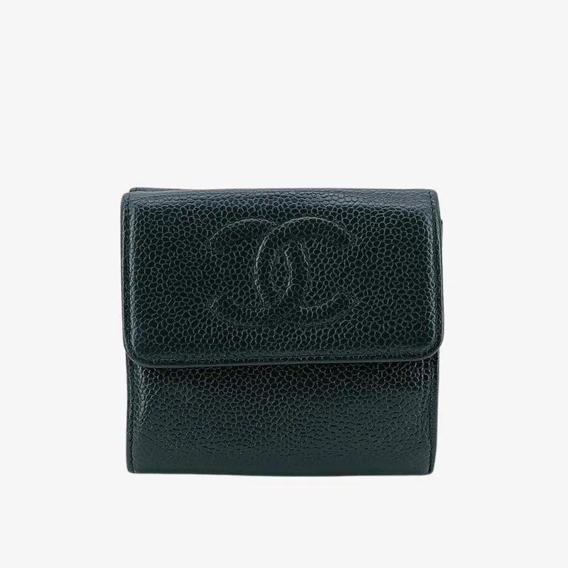 ju280-chanel-vintage-dark-green-caviar-leather-bifold-wallet