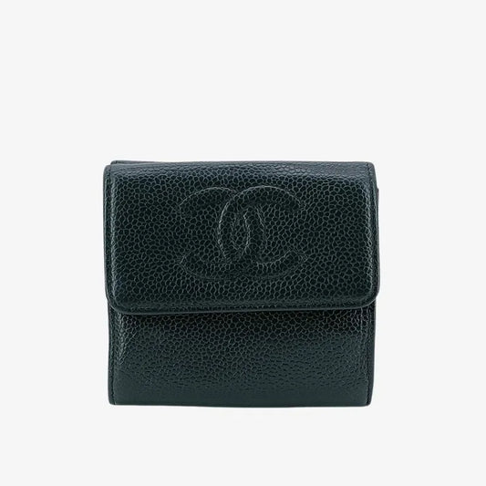 ju280-chanel-vintage-dark-green-caviar-leather-bifold-wallet