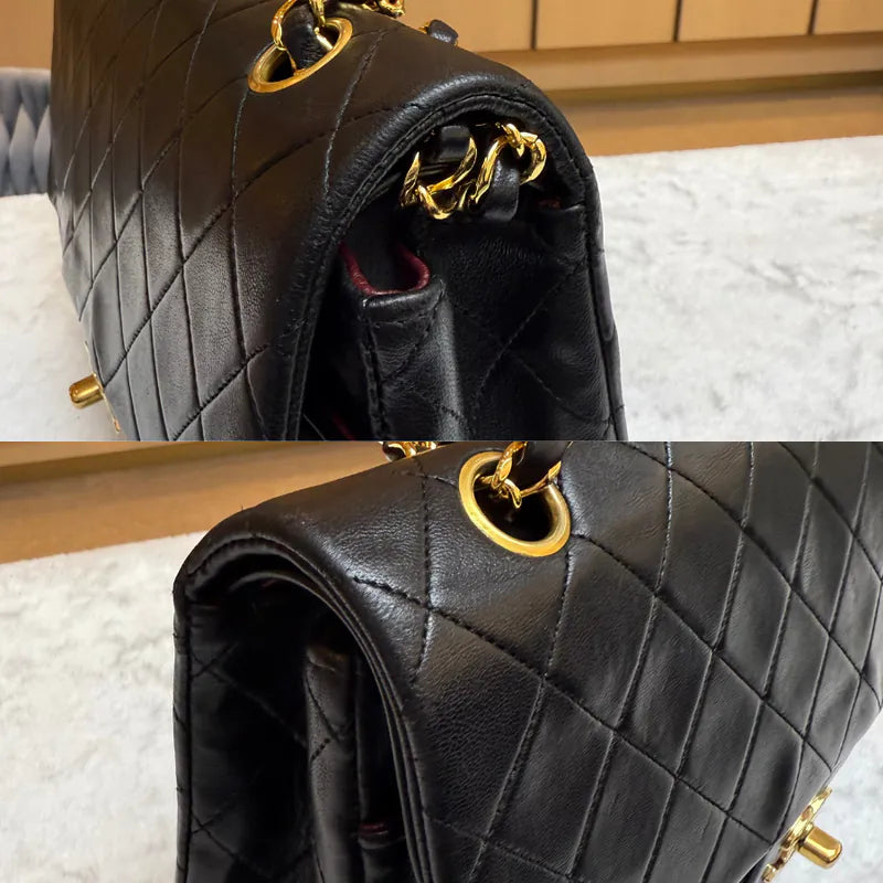 jw872-chanel-vintage-black-lambskin-25cm-classic-flap-bag