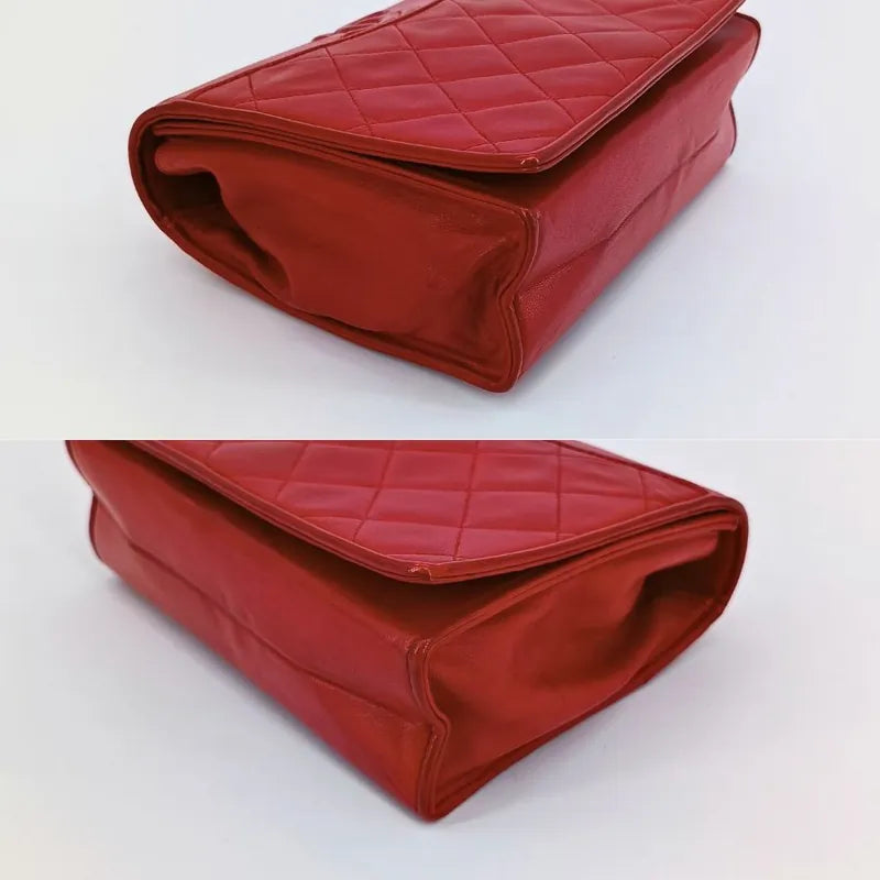 js483-chanel-vintage-red-lambskin-quilted-flap-bag
