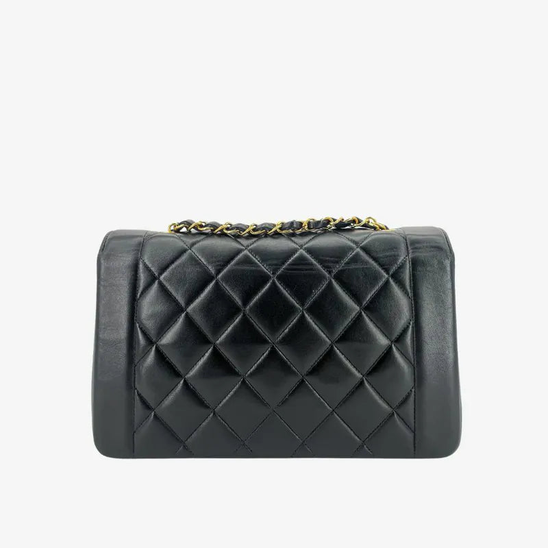 jw868-chanel-vintage-black-lambskin-25cm-diana-flap-bag