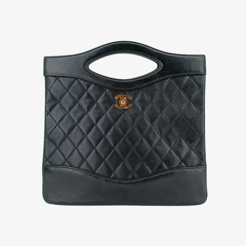 jw231-chanel-vintage-black-lambskin-quilted-31-tote-bag
