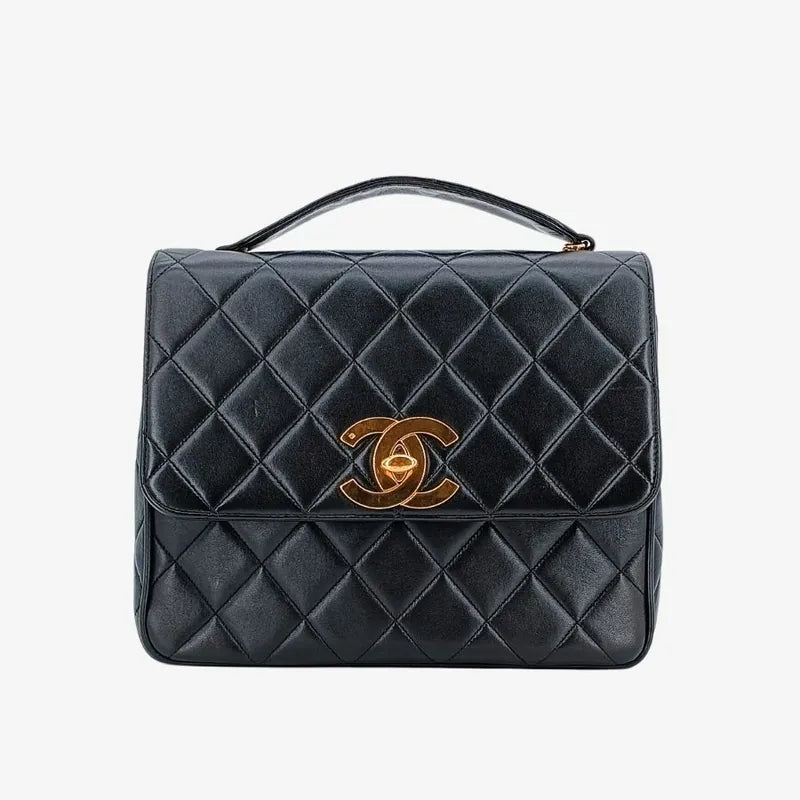 jt228-chanel-vintage-black-lambskin-qulited-flap-bag