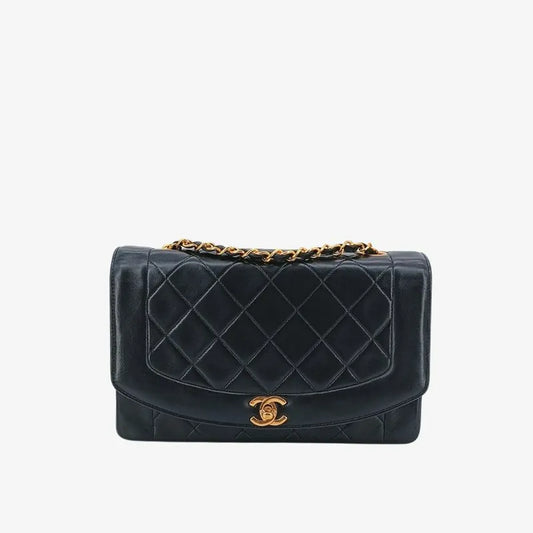 jt012-chanel-vintage-black-lambskin-25cm-diana-flap-bag