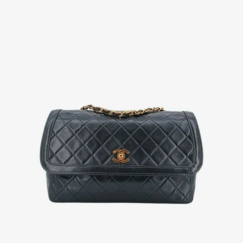 jah100-chanel-vintage-black-lambskin-quilted-flap-bag