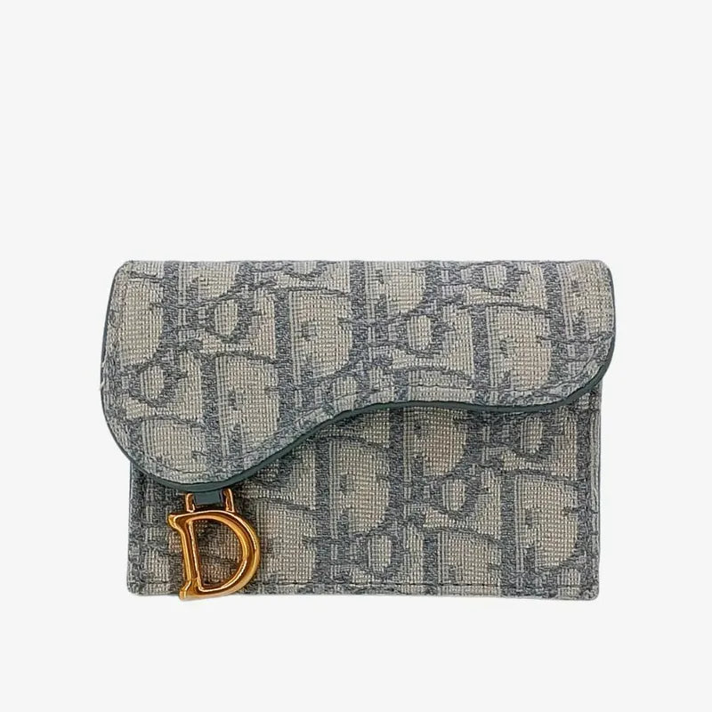 jt431-christian-dior-gray-oblique-jacquard-saddle-flap-card-holder