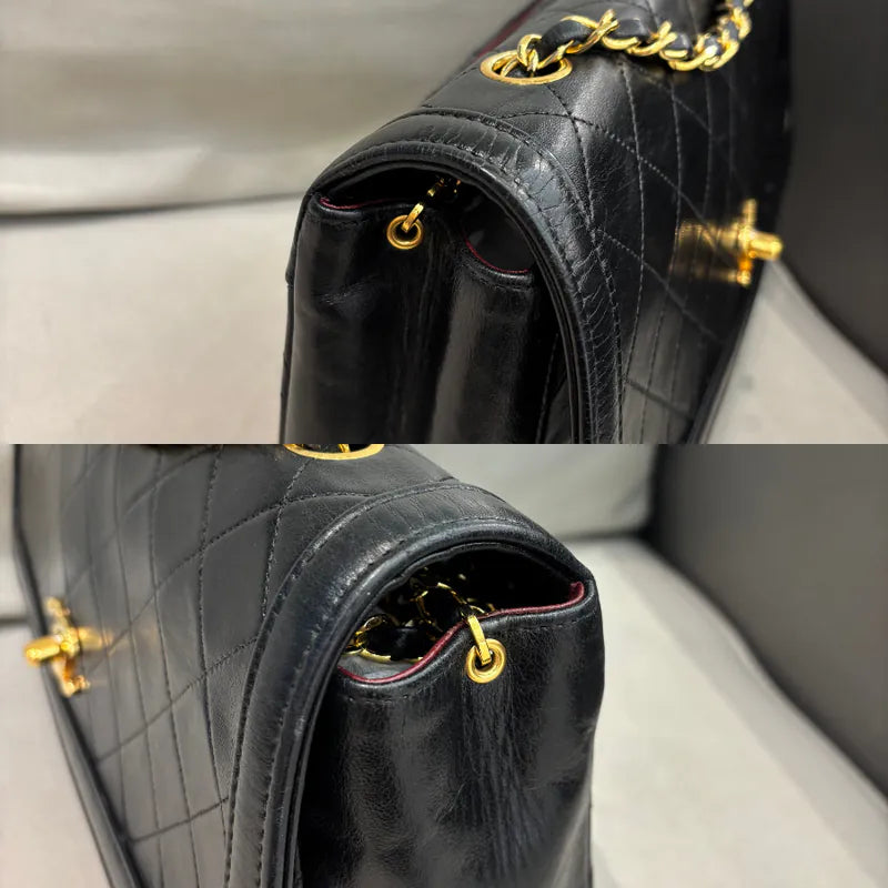 jah191-chanel-vintage-black-lambskin-quilted-flap-bag