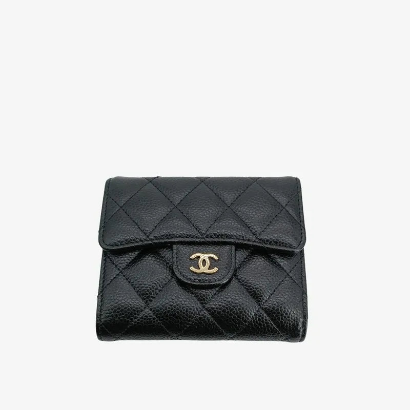 js970-chanel-balck-caviar-leather-classic-small-flap-wallet