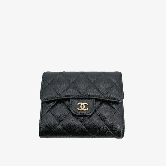 js970-chanel-balck-caviar-leather-classic-small-flap-wallet