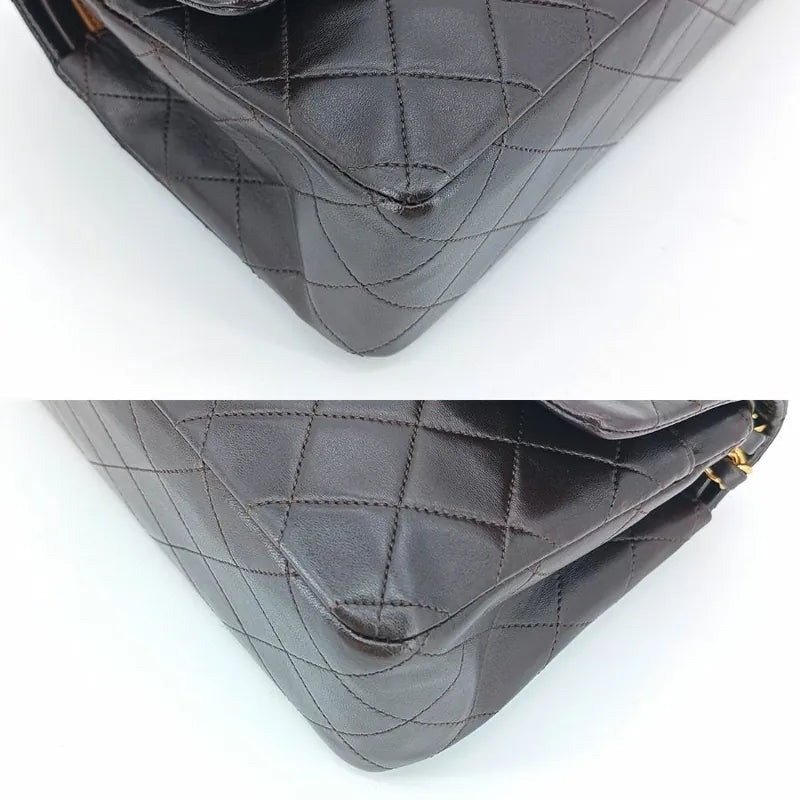 jt575-chanel-vintage-brown-lambskin-25cm-classic-flap-bag