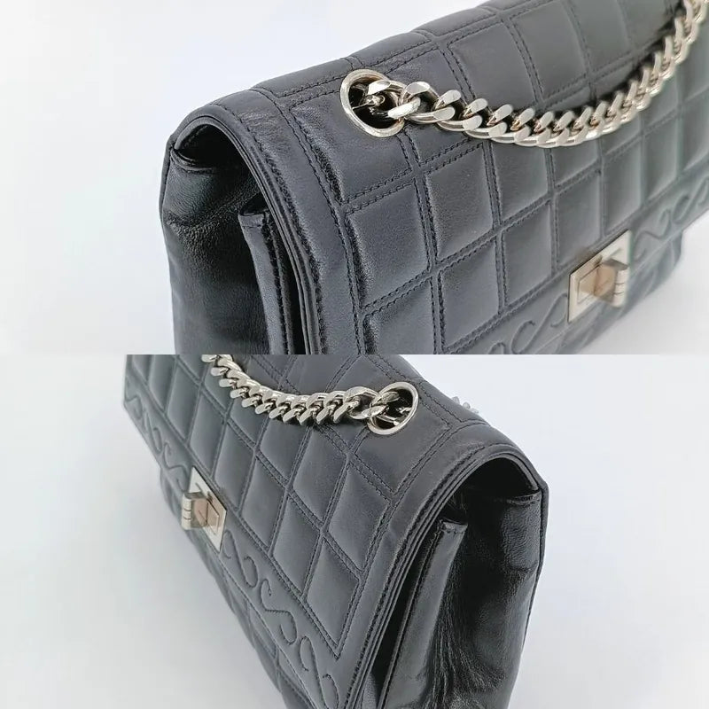 js662-chanel-vintage-black-lambskin-checked-255-flap-bag