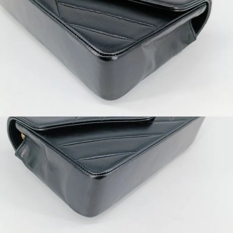 jt444-chanel-vintage-black-lambskin-cross-stripe-flap-bag