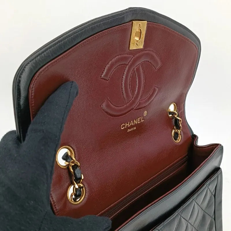 js367-chanel-vintage-black-lambskin-quilted-flap-bag