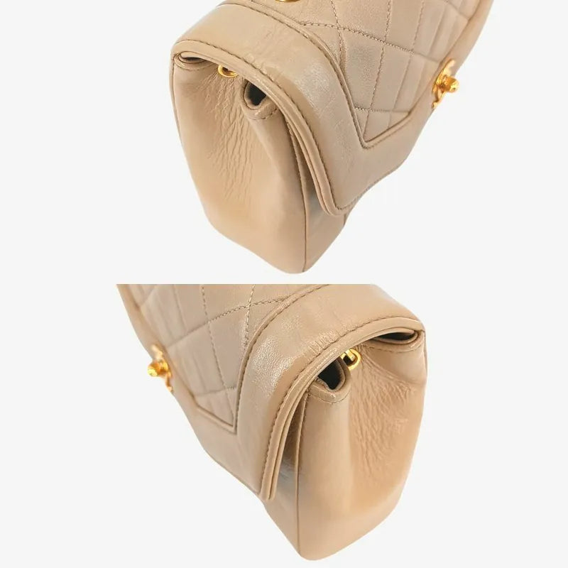 c381-chanel-vintage-beige-lambskin-quilted-gold-chain-flap-bag