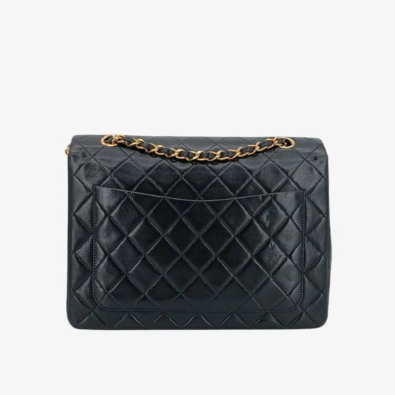 js523-chanel-vintage-black-lambskin-25cm-flap-bag