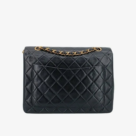 js523-chanel-vintage-black-lambskin-25cm-flap-bag