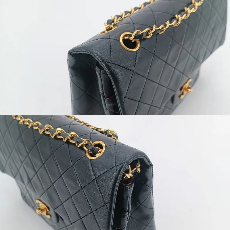 ju603-chanel-vintage-black-lambskin-25cm-flap-bag